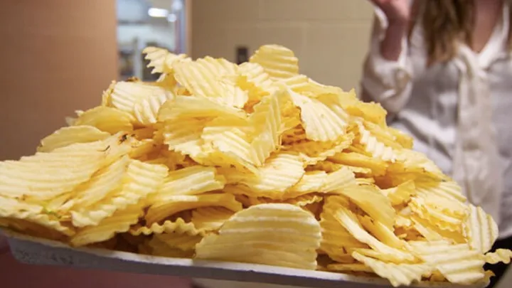 A Tray Of Herr's Ripple Potato Chips To Sample