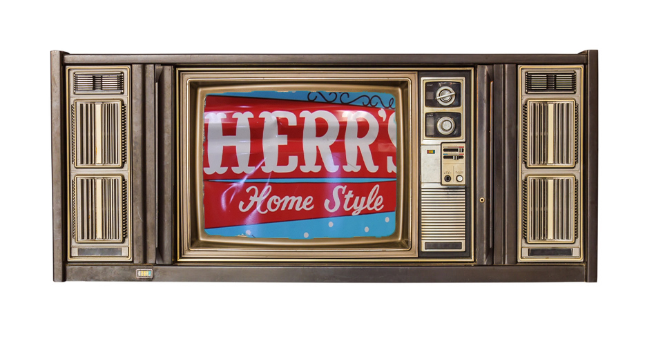 Herr's chip bag on a tv commercial