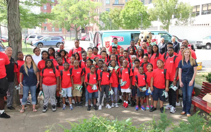 Group of kid with the Salvation Army's Back to School Program