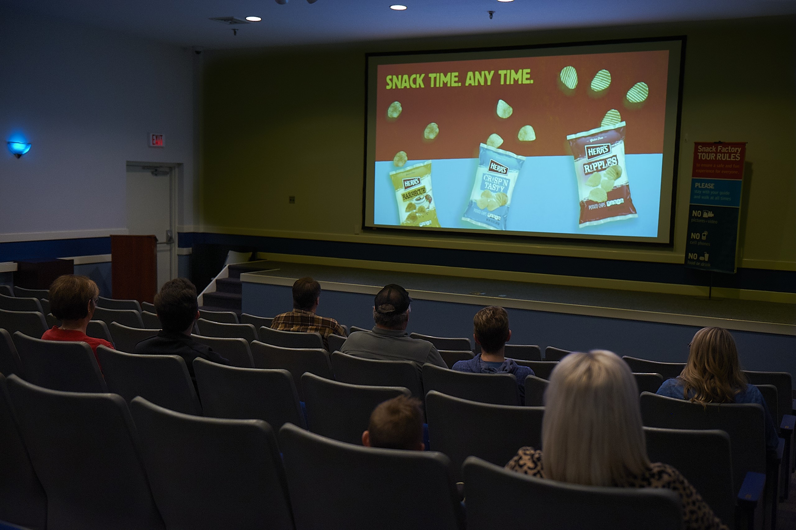 People watching a show in Chippy's Theater